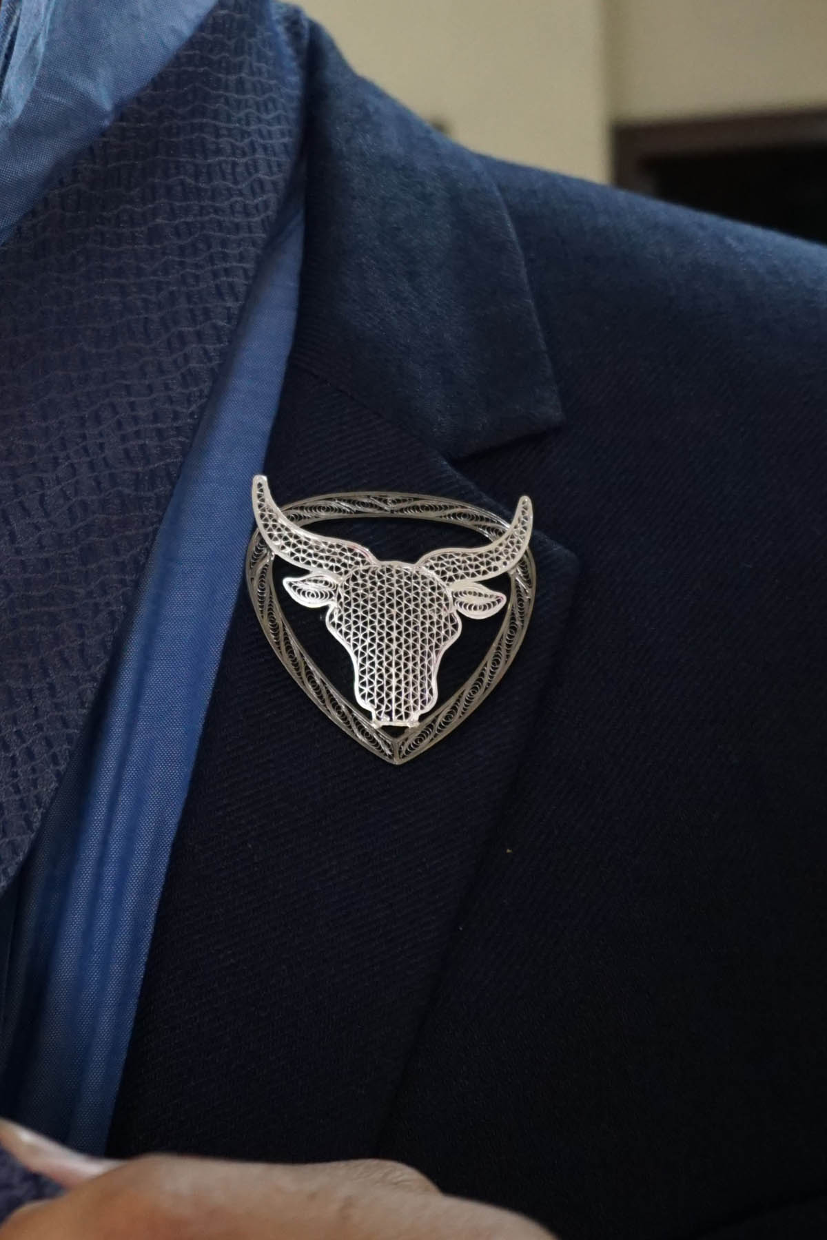 Buy Exquisite Silver Bull Brooch Online